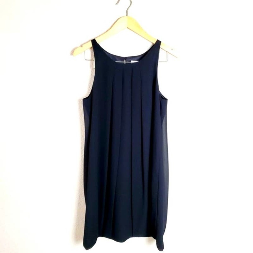 White House Black Market Pleated Balloon Black Dress